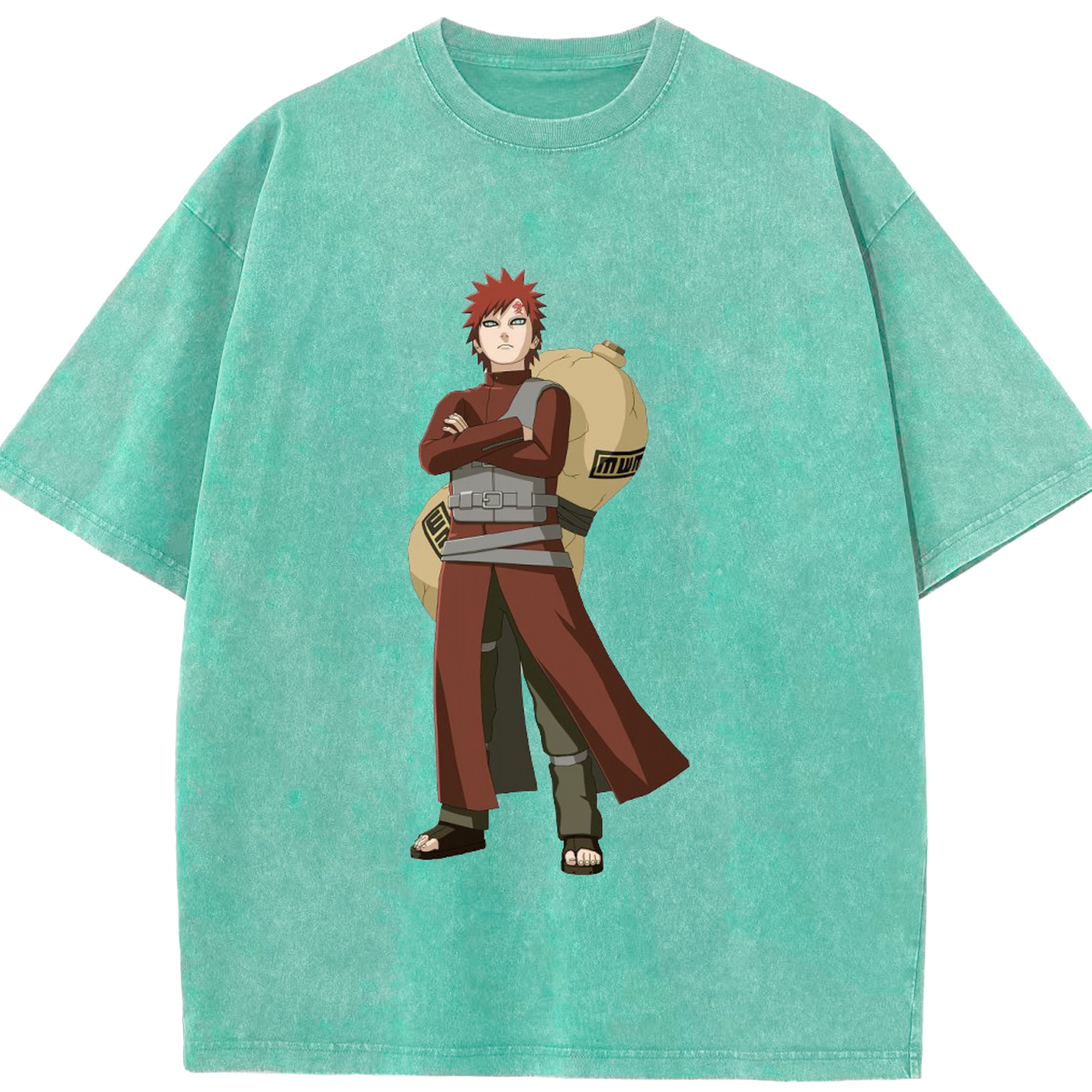 （画像用） NARUTO -ナルト- ガアラ Gaara 綿100% ヴィンテージ風 半袖Tシャツ（フロントプリント）